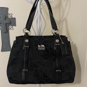 Coach signature black cloth handbag